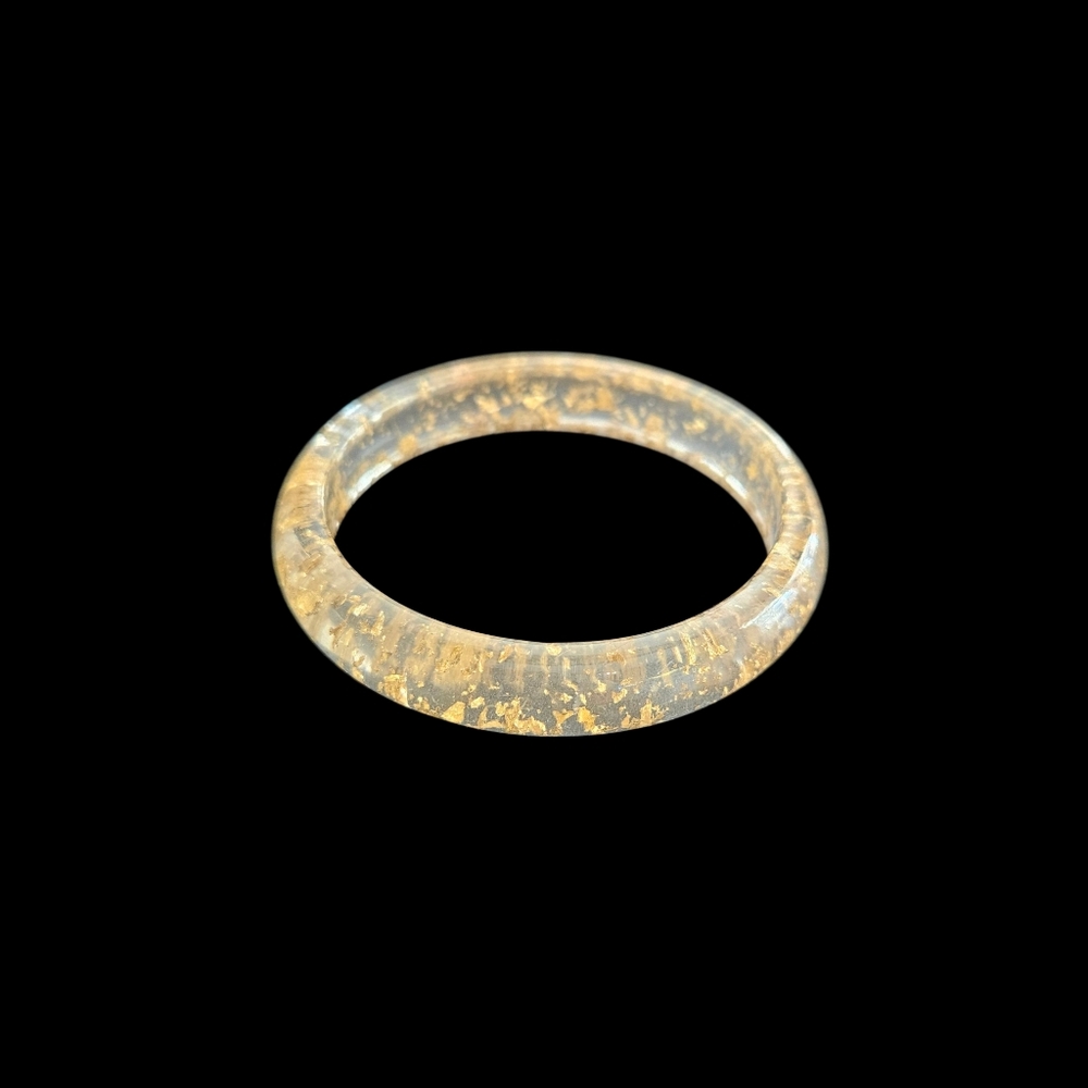 Thick Clear Gold Flecked Bangle Bracelet